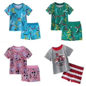 Wholesale Baby Summer Clothes Animals Prints Logo Toddlers Kids T-shirt Shorts Sets Cotton Boys Girls Clothing Set