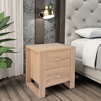 Table de chevet moderne convertible à 2 tiroirs en bois écologique avec poignée, idéale pour appartement, pour salon, facile à assembler