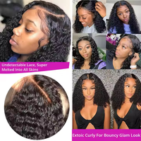 Wig rambut manusia pendek keriting murah, wig rambut manusia lace front untuk wanita kulit hitam, rambut Vietnam asli, wig HD lace frontal