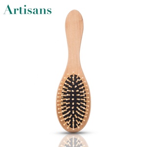2022 Hot Design Naturholz griff Gummi kissen Massage kamm Massage Holzhaar bürste mit Bambus borsten - Product Image 2