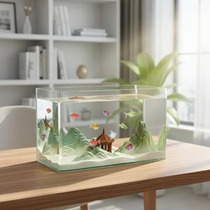 Acquari, Vasca Rettangolare per Pesci Rossi con Bordi Curvi, Vetro Ultra-Trasparente, Personalizzabile per Casa/Soggiorno, Misure Piccole/Medie - Product Image 4