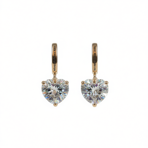 Orecchini Pendenti a Cuore in Cristallo Miaouskina, Placcati in Oro 18K con Incastonatura a Griffe, Classici da Indossare Ogni Giorno per Donne - Product Image 1