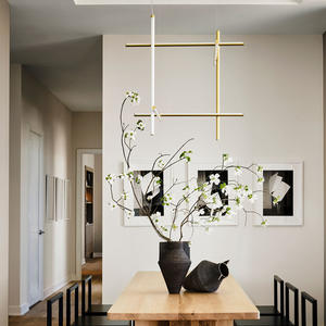 Lámpara de araña de grupo de combinación geométrica de iluminación moderna personalizada, lámpara lineal colgante LED para loft de vestíbulo de hotel - Product Image 2