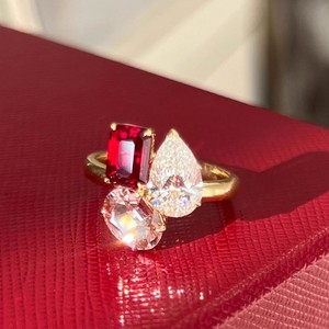 Bague coréenne de luxe légère et tendance, avec diamant grand format et éclat lumineux, coloris assortis <span class=keywords><strong>blanc</strong></span>, <span class=keywords><strong>bleu</strong></span> clair et <span class=keywords><strong>bleu</strong></span> foncé, style Little Red Book Explosions - Product Image 3