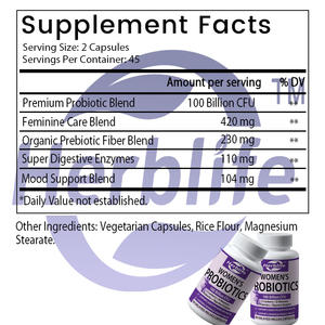 Probióticos OEM/ODM para la Salud Digestiva de la Mujer con Enzimas y Prebióticos |   Probióticos Vaginales con D-Manosa y Arándano - Product Image 2