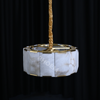 Lustre en albâtre, pierre naturelle, suspension ronde, 19-58 pouces, pour salon, villa, éclairage de luxe, design créatif