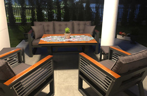 Canapé <span class=keywords><strong>de</strong></span> patio moderne en aluminium <span class=keywords><strong>haut</strong></span> <span class=keywords><strong>de</strong></span> <span class=keywords><strong>gamme</strong></span> <span class=keywords><strong>Mobilier</strong></span> d'extérieur confortable pour la conversation Salon Hôtel Chambre Cour Halls - Product Image 4
