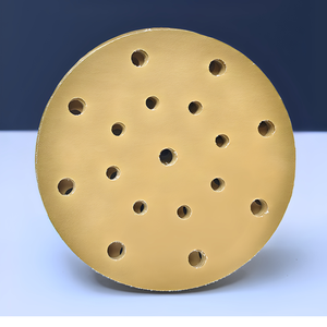 Papel de lija seco de 6 pulgadas, papel de lija de terciopelo con respaldo de arena amarilla, pulido de coche, disco abrasivo flocado, 17 agujeros, 15 agujeros, 6 agujeros para - Product Image 2