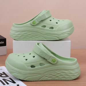 Sabots à plateforme vert clair pour femmes, hauteur de talon 3 cm, chaussures Crocs antidérapantes pour toutes les saisons - Product Image 1