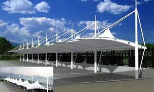 Abri de stationnement automobile personnalisé avec toits <span class=keywords><strong>en</strong></span> toile et structures <span class=keywords><strong>en</strong></span> membrane de polyéthylène / Pare-soleil électriques pour bus et vélos - Product Image 3