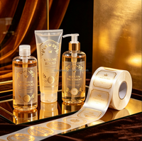 Étiquette autocollante transparente pour bouteille cosmétique, impression de logo en feuille d'or à chaud, étiquettes d'emballage pour shampoing