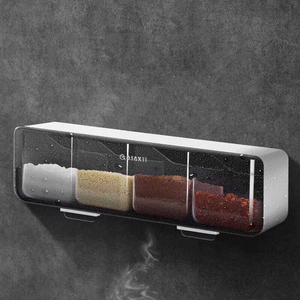 Nuovo prodotto innovativo in plastica a parete stagionatura Organizer <span class=keywords><strong>Box</strong></span> Set quattro Grid cucina contenitore spezie per sale pepe erbe - Product Image 3