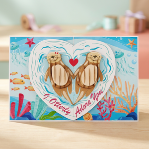 การ์ดอวยพร Otterly Love แบบใหม่ ดีไซน์ลายดอกไม้ 3 มิติ รูปทรงกลม ทำมือ สไตล์สัตว์ งานกระดาษประดิษฐ์ ผลิตในเวียดนาม สินค้าขายดีอันดับต้นๆ - Product Image 4