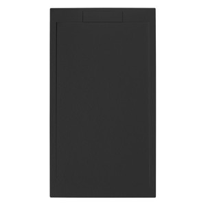 Euphoria 80x140cm Bac de douche rectangulaire noir en acrylique moderne, matériau en pierre artificielle pour salle de bain, extérieur, hôtel, forme carrée - Product Image 1