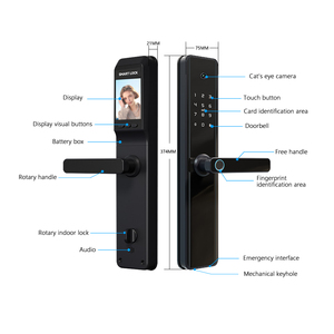 Siêu chất lượng tốt Cateye vân tay & Wifi thông minh khóa cửa với Wifi LCD máy ảnh cho gỗ thép Brass cửa-tuya ứng dụng tương thích - Product Image 2
