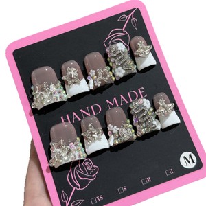 เล็บปลอมลายการ์ตูนเป็ดทรงหัวเป็ดแบบสี่เหลี่ยมคางหมู วัสดุ ABS พร้อมลายดาว ให้ความรู้สึกหรูหราและสง่างาม ติดด้วยกาว - Product Image 5