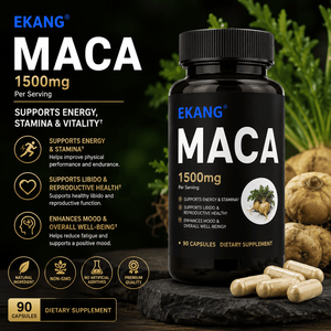 Us cGMP Factory Maca Root Capsules 1500mg Dietary <b>Supplement</b> 90 Count Non GMO Private Label Daily Wellness OEM - Product Image 1