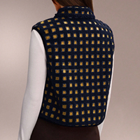 Gilet en sherpa à carreaux court et personnalisé pour l'hiver pour femmes, gilet court et moelleux pour femmes