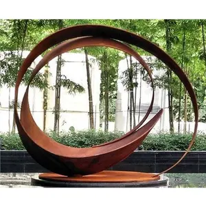 Modern Rusty Corten Steel Garden Pond Sculpture