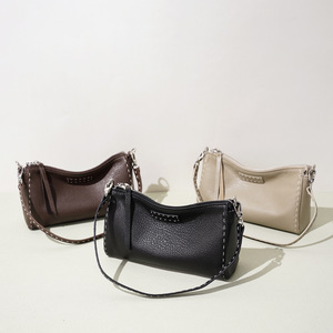 2026 Early Spring New Fashion Simple Design Genuine Leather Small Crossbody Bag with Two Straps for Work Commuter Women - Product Image 2