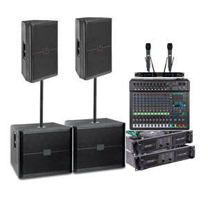 Micrófono Inalámbrico Doble de 15 Pulgadas + Amplificador + Mezclador, Impedancia de 8 ohmios, Juego de Tres Piezas para Fiestas en Casa, Banquetes, Srx-715 - Product Image 1