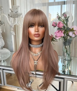 レイヤーカット60 ホワイトカラー アッシュブロンド人毛13×4レースフロントウィッグ 未処理ソフト人毛レースフロントウィッグ（前髪付き） - Product Image 3