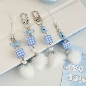 <span class=keywords><strong>Porte</strong></span>-clés Ours <span class=keywords><strong>Bleu</strong></span> Style Sel Marin avec Nœud et <span class=keywords><strong>Pompon</strong></span> Blanc pour Filles Mignonnes – Accessoire de Mode Quotidien - Product Image 2