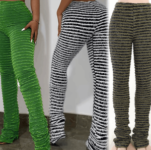Pantalones y pantalones de diseñador para mujer, ropa de mujer de talla grande, ropa de calle, pantalones largos apilados borrosos Acampanados para mujer, novedad - Product Image 2