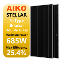 Panneau solaire photovoltaïque Aiko Stellar Tier 1 ABC haute efficacité, type N, bifacial, monocristallin, 650 watts, 650 W, pour toiture commerciale