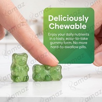 Gummies Super Greens Vegan Faible en Sucre, Mélange de Fruits et Légumes avec Chou Frisé, Épinards, Vitamines et Formule de Soutien Antioxydant