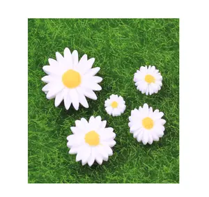 3D White Daisy Flower Resin Flatback Scrapbooking Cabochons For Jewelry Charms DIY Craft Making Accessories