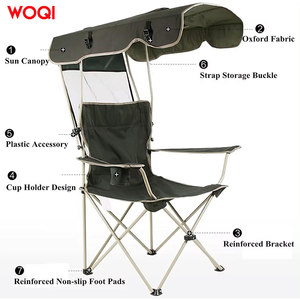 Silla Plegable para Exteriores Woqi con Toldo, 123x58x91 cm, Marco de Aluminio, Tela Oxford, Silla de Jardín y Camping - Product Image 4