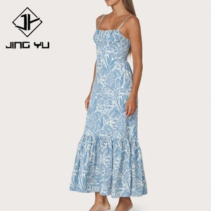 Nuevo Vestido Casual con Estampado Botánico, Diseño Plisado con Dobladillo con Volantes, Vestido Maxi de Algodón Orgánico Personalizado - Product Image 2