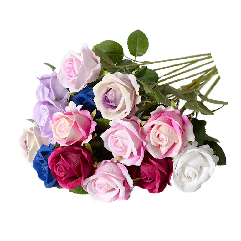 Ramo de flores rosas artificiales de seda para Decoración de mesa, flores de boda de San Valentín
