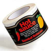 Fournisseur d'étiquettes alimentaires, étiquette personnalisée, autocollant en rouleau personnalisé, impression d'étiquettes pour bouteilles de sauce piquante, marque de premier plan PT