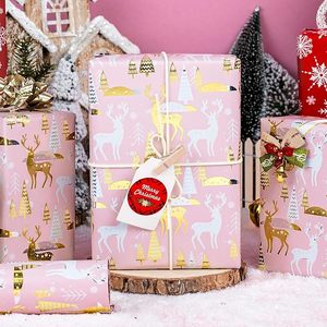 Christmas gift wrapping <b>paper</b> with aluminized reindeer and Christmas tree <b>pattern</b> Multiple colors available Customizable - Product Image 2