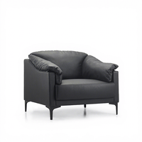 Canapé de bureau personnalisé confortable et économique en cuir noir style moderne Canapé monoplace