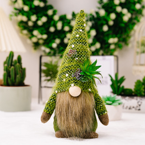 Nuevos Adornos de Muñecos Sin Rostro de Suculentas Tejidas 2026, Muñecos Gnomo de Suculentas Verdes Rudolph - Product Image 6