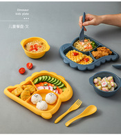 Assiette à dîner pour enfants en Pp épaissie à motif de dessin animé créatif ensemble de vaisselle pour enfants avec logo personnalisé en gros