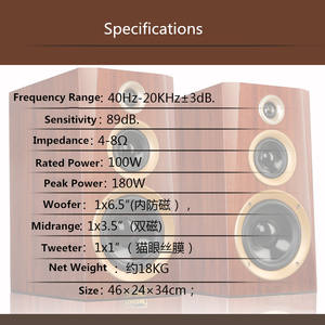 Altavoz <span class=keywords><strong>de</strong></span> Estantería Vofull 2.0 Hi-Fi Pasivo <span class=keywords><strong>de</strong></span> Tres Vías con Bluetooth, Altavoz <span class=keywords><strong>de</strong></span> Madera <span class=keywords><strong>de</strong></span> 100w 2.0 para Cine en Casa - Product Image 3