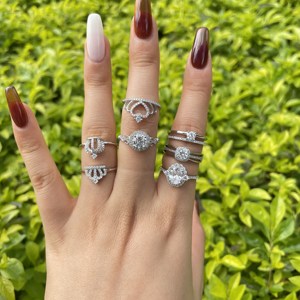 Dylam-anillos de plata de ley 5A con zirconia cúbica, anillos de compromiso con zirconia cúbica, zirconia, circonita, zirconita, forma de flor solar, para mujeres - Product Image 6