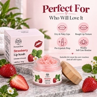 Gommage Lèvres au Sucre de Fraise Fermenté Exfoliant Lissant Hydratant Soin des Lèvres Sèches et Gercées Adoucissant Polissant Traitement Gommant