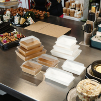 Support ODM, personnalisation de boîtes à sushi jetables en papier kraft PP, étanches, de haute qualité, à emporter, plateau à sushi portable