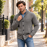 Cardigan tricoté pour homme, personnalisé par le fabricant, avec col à revers et poches boutonnées, style décontracté pour le quotidien