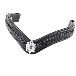 Premium Handmade Leather Horse Browband Padded English Bridle Crystal Durable <b>Equestrian</b> Horse Tack - Product Image 2
