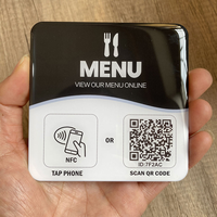 Plaque autocollante en acrylique avec puce NFC 13,56 MHz, appuyez pour évaluer la carte NFC de table Google Review pour les menus de restaurants et cafés