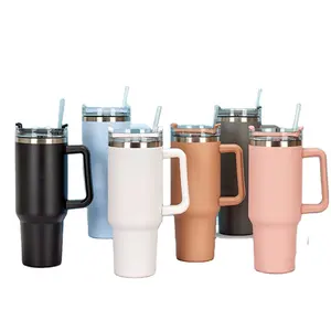 40oz American Style Porcelain Straw Mug Handle Hot Selling Large Capacity Insulated Cup Water Thermos Lightweight 1200ml