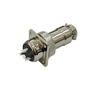 Conector de Aviación Gx16 con Brida Cuadrada, Enchufe y Tomacorriente de 2 a 10 Pines, Macho y Hembra, Cuerpo de Latón Niquelado con Aleación de Zinc - Product Image 1
