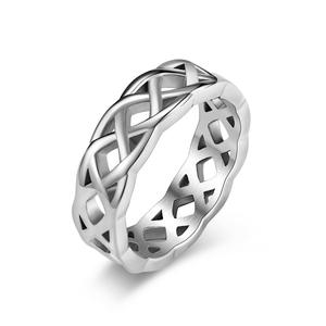 <b>Celtic</b> Woven Knot Titanium Steel <b>Ring</b> Unisex Jewelry Gift Openwork Design Black Gold Silver Antique Silver Color Options - Product Image 5