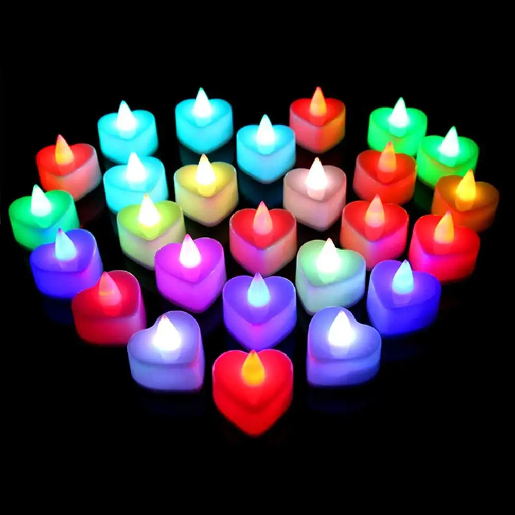 새로운 디자인 아름다운 하트 모양 촛불 주도 창조적 인 생일 로맨틱 불꽃 Tealight 촛불